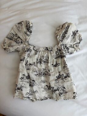 Reformation linen top with Black Equestrian Print